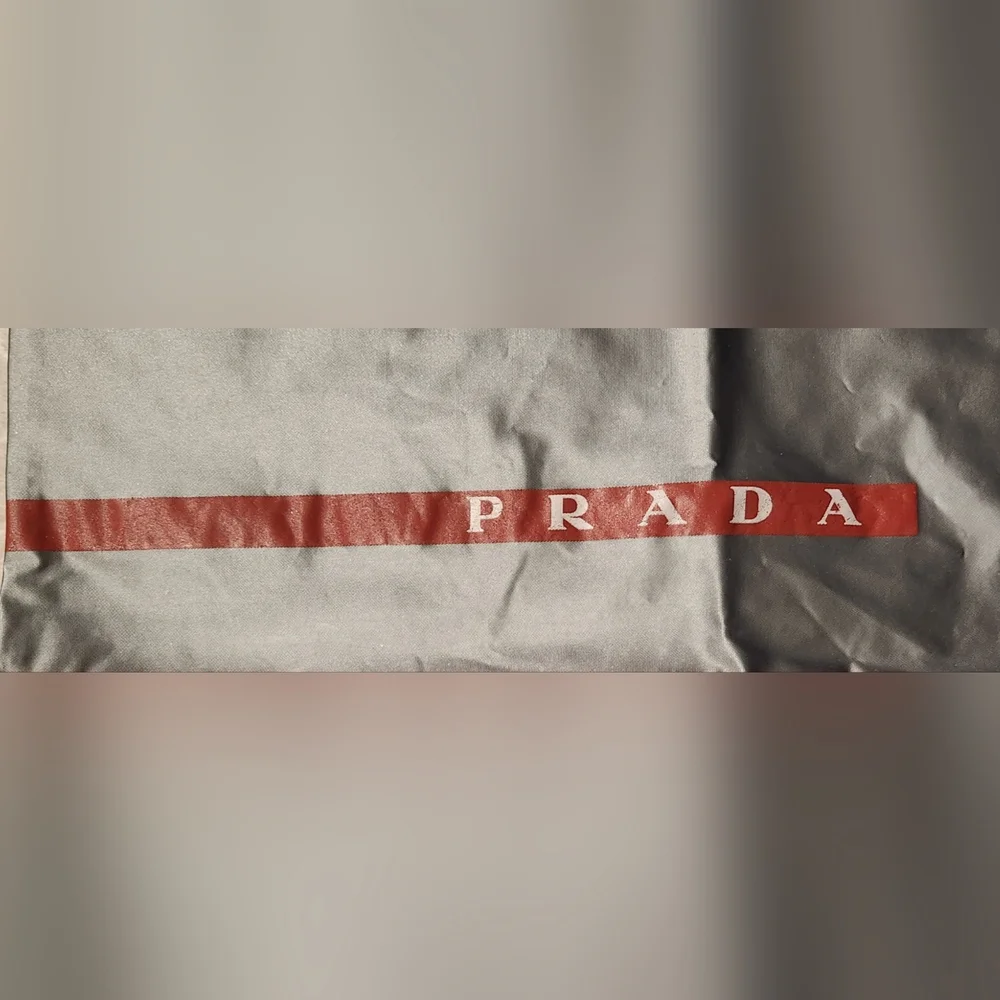 Prada Nylon Gray Dust Bag with Red Logo NWOT